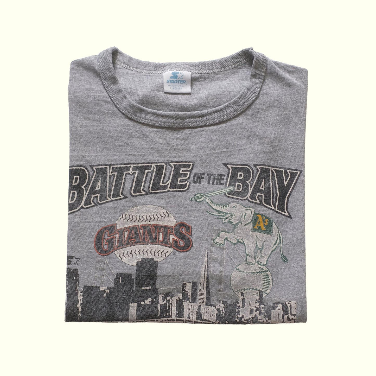 MLB STARTER BATTLE OF THE BAY GIANTS ATHLETICS USA SWEATSHIRT SZ L 1989