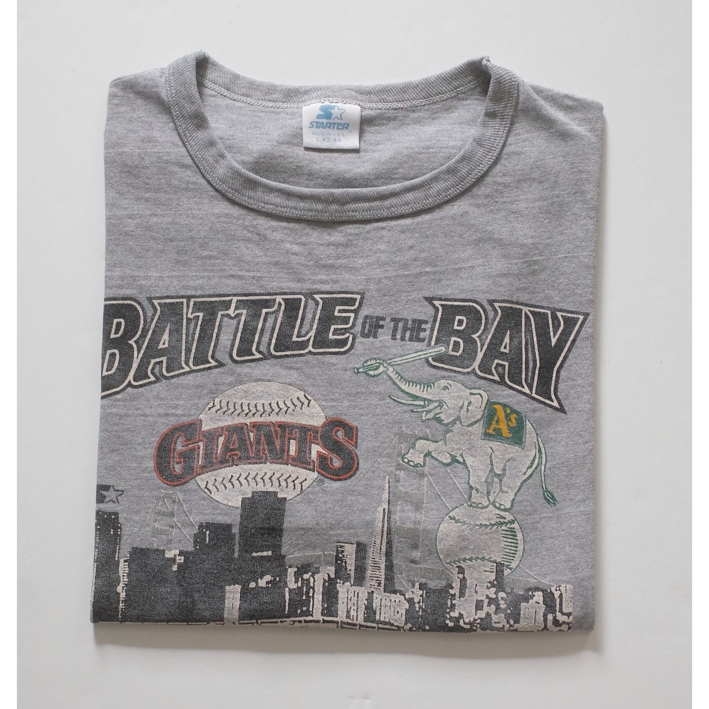 MLB STARTER BATTLE OF THE BAY GIANTS ATHLETICS USA SWEATSHIRT SZ L 1989