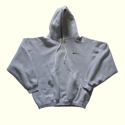 NIKE 1990s MINI SWOOSH HOODIE SWEATSHIRT GRAY SZ M/L