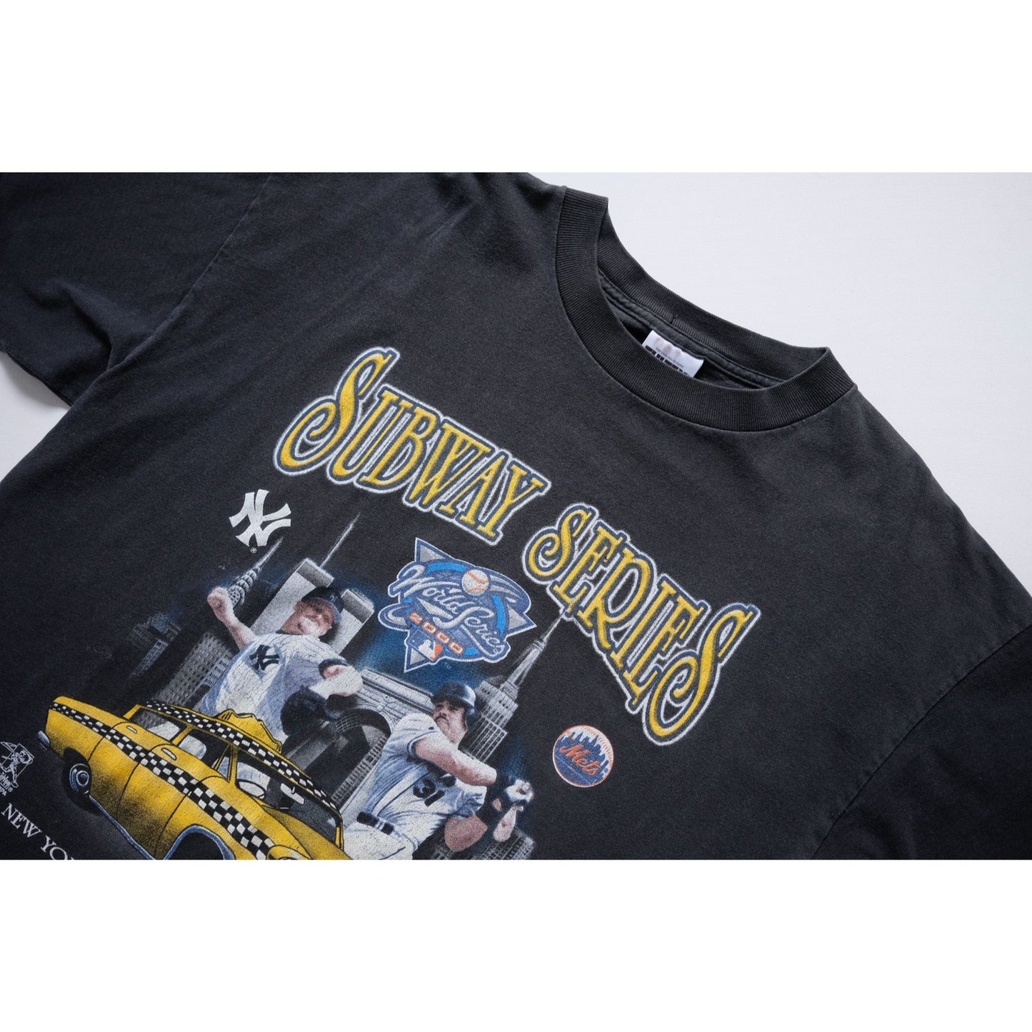 YANKEES METS 90s SUBWAY WORLD SERIES BASEBALL BLACK T SHIRT SZ XL