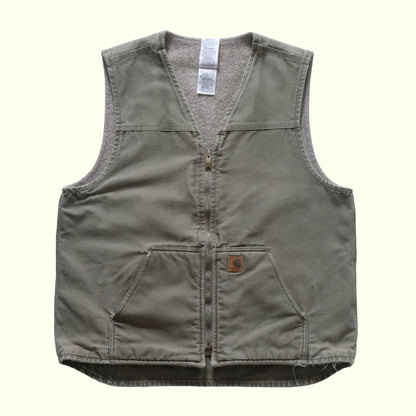 CARHARTT SHERPA LINED COTTON CANVAS GREEN WORKWEAR VEST 2007 SZ XL TALL