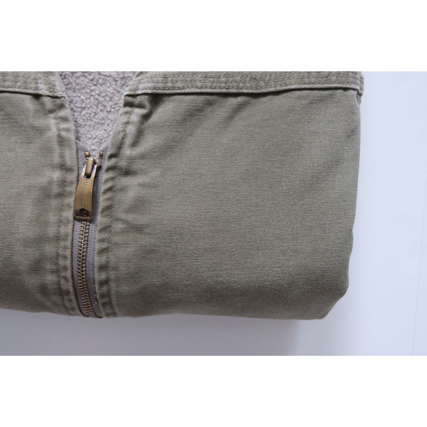 CARHARTT SHERPA LINED COTTON CANVAS GREEN WORKWEAR VEST 2007 SZ XL TALL