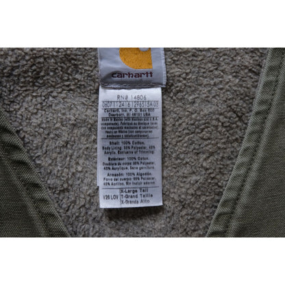 CARHARTT SHERPA LINED COTTON CANVAS GREEN WORKWEAR VEST 2007 SZ XL TALL