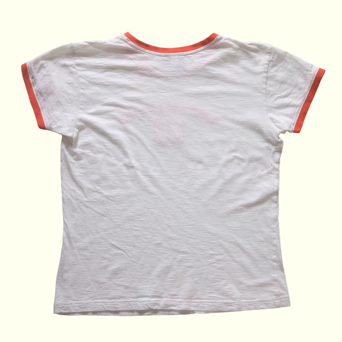 NIKE VTG 90s Y2K RETRO STITCH CUTE RINGER BABY WHITE T SHIRT 2006 WOMENs SZ XL