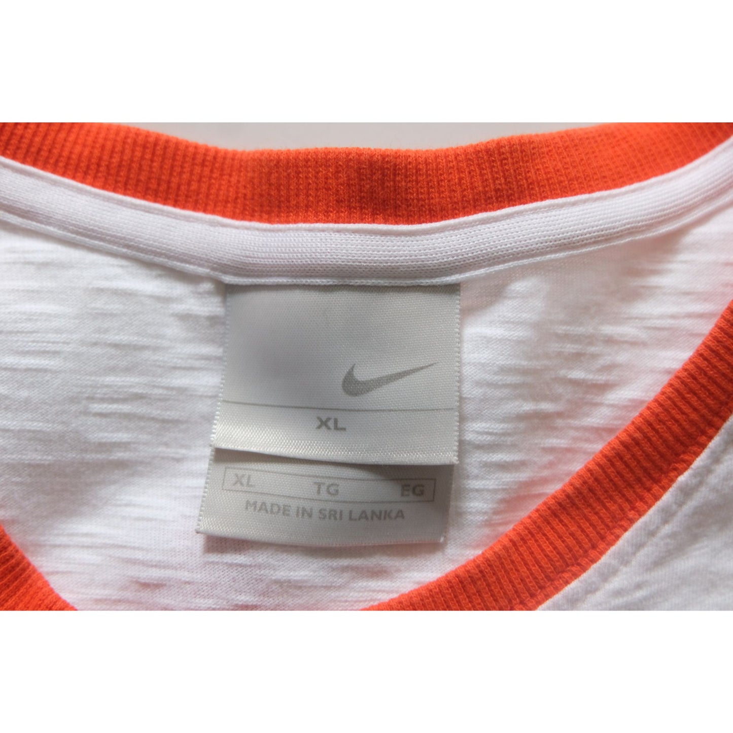 NIKE VTG 90s Y2K RETRO STITCH CUTE RINGER BABY WHITE T SHIRT 2006 WOMENs SZ XL