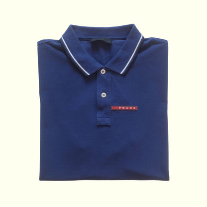PRADA SPORT VTG Y2K RETRO DESIGNER SPORT ACTIVE BLUE POLO SHIRT 2015 MENs SZ XL