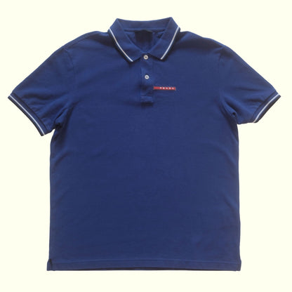 PRADA SPORT VTG Y2K RETRO DESIGNER SPORT ACTIVE BLUE POLO SHIRT 2015 MENs SZ XL