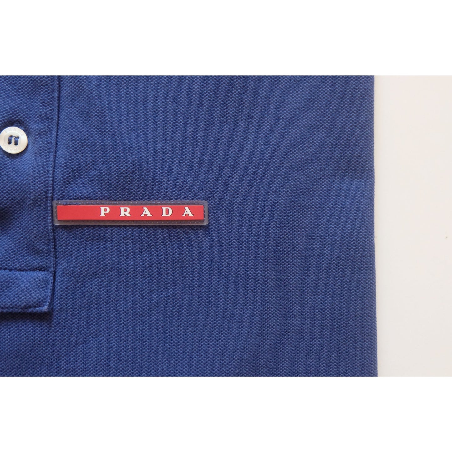 PRADA SPORT VTG Y2K RETRO DESIGNER SPORT ACTIVE BLUE POLO SHIRT 2015 MENs SZ XL