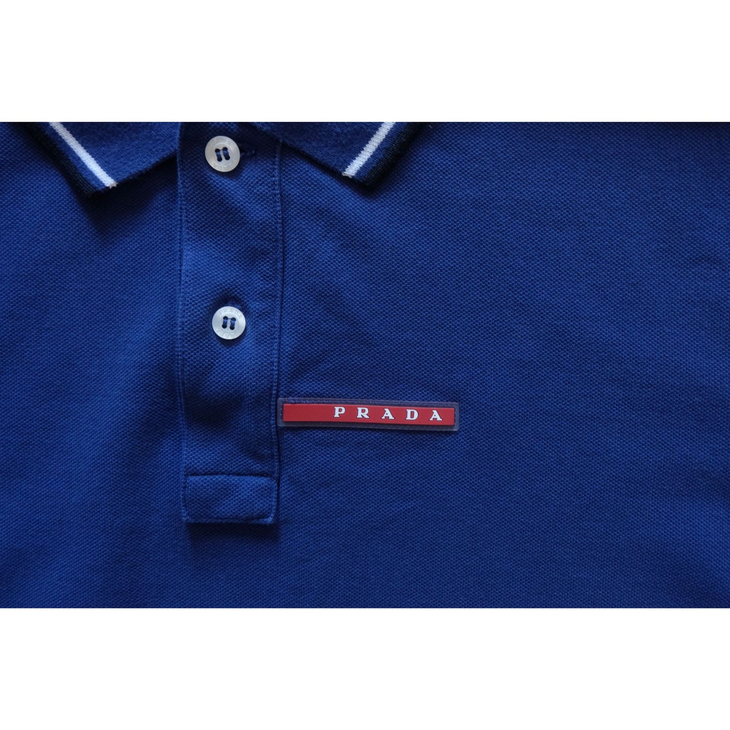 PRADA SPORT VTG Y2K RETRO DESIGNER SPORT ACTIVE BLUE POLO SHIRT 2015 MENs SZ XL