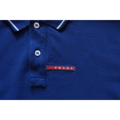PRADA SPORT VTG Y2K RETRO DESIGNER SPORT ACTIVE BLUE POLO SHIRT 2015 MENs SZ XL