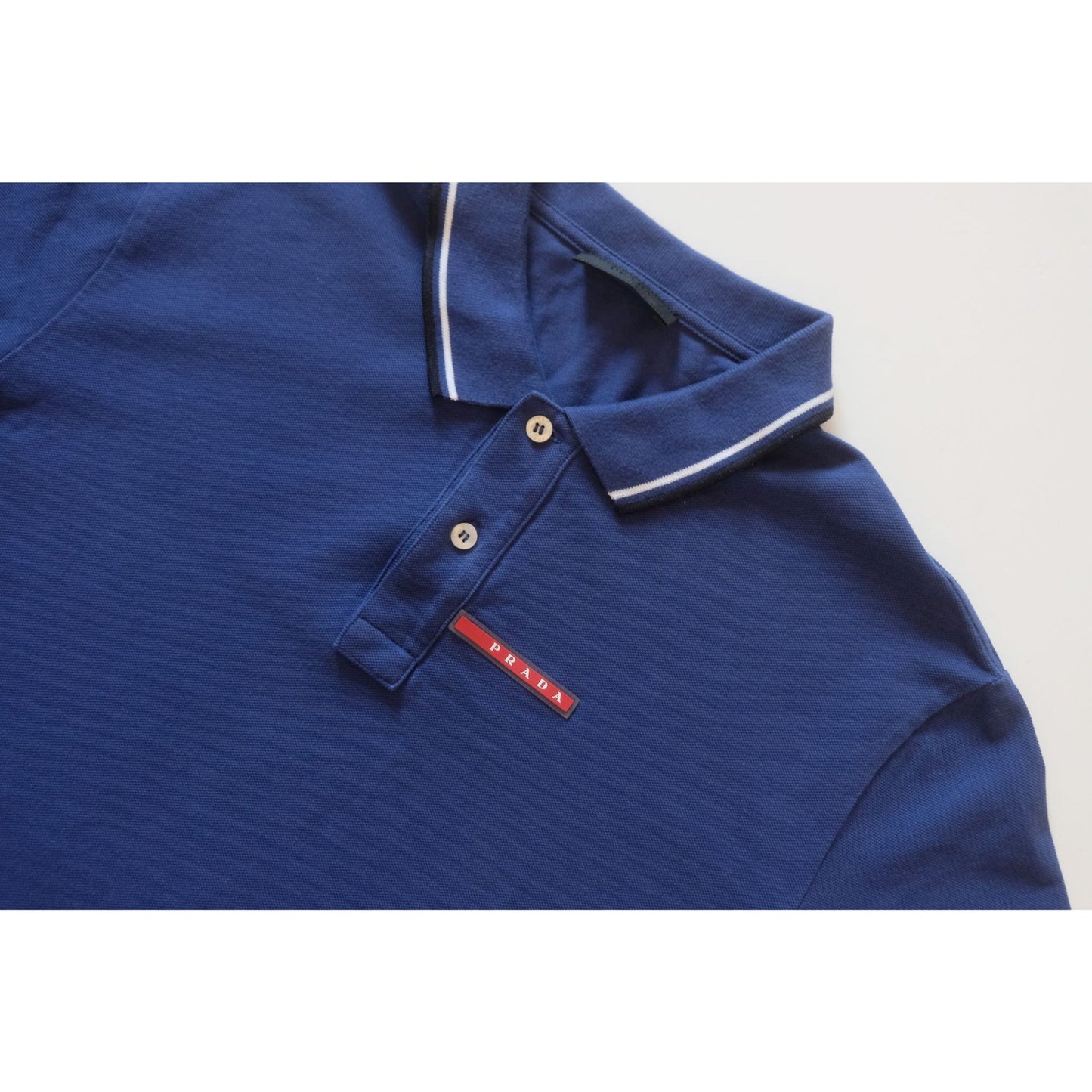 PRADA SPORT VTG Y2K RETRO DESIGNER SPORT ACTIVE BLUE POLO SHIRT 2015 MENs SZ XL