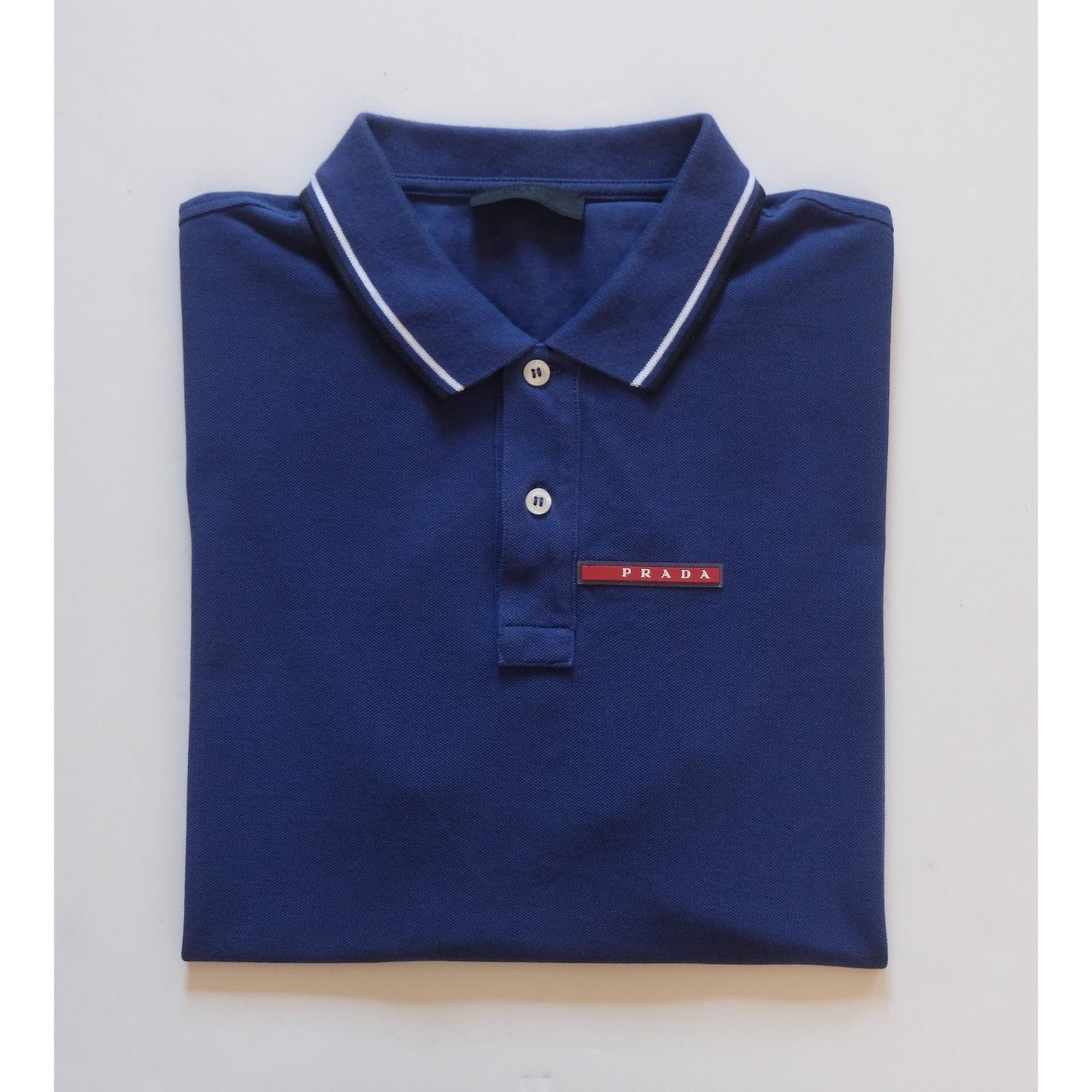 PRADA SPORT VTG Y2K RETRO DESIGNER SPORT ACTIVE BLUE POLO SHIRT 2015 MENs SZ XL