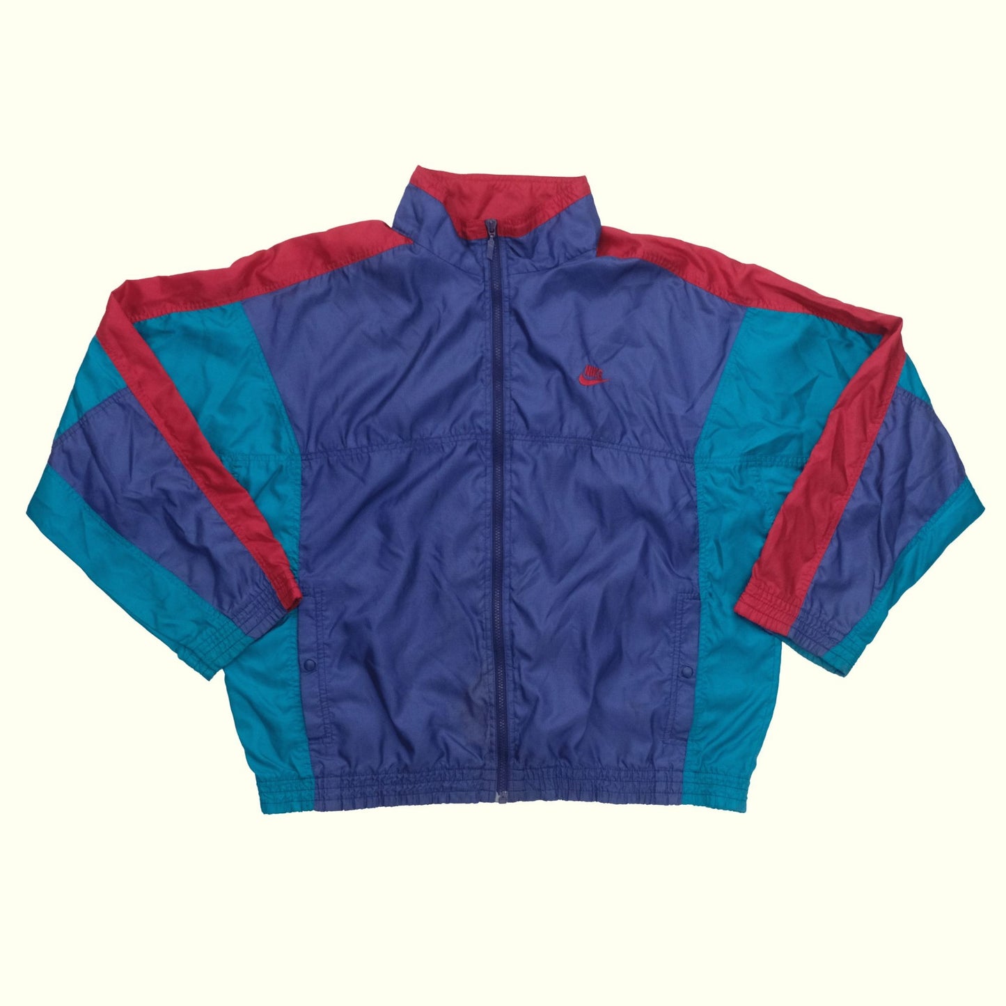 NIKE 100% NYLON USA MADE RUNNING TRACK FULL ZIP JACKET 1993 SZ L