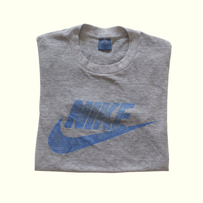 NIKE SWOOSH GRAPHIC USA MADE GRAY T SHIRT 1984 SZ M